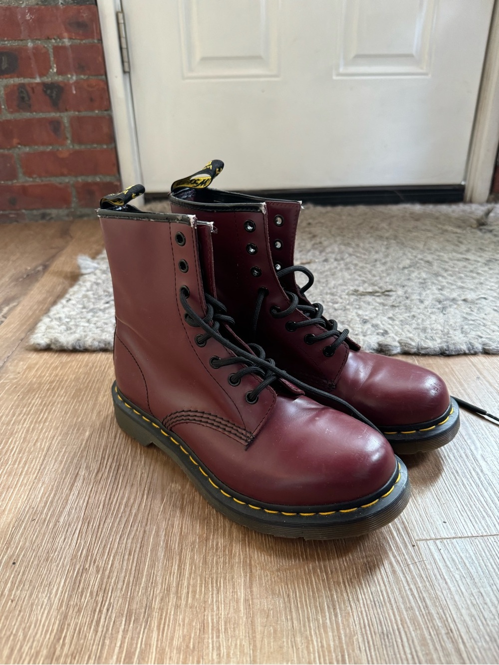 Dr. Martens Women's Burgundy Leather Lace-Up Boots